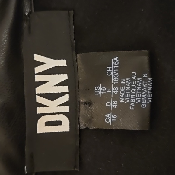 DKNY black leather look dress Sz 16 - Picture 6 of 7